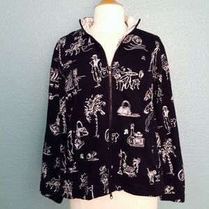 E L L C Vintage Fashion Vignette Zip Up Jacket
